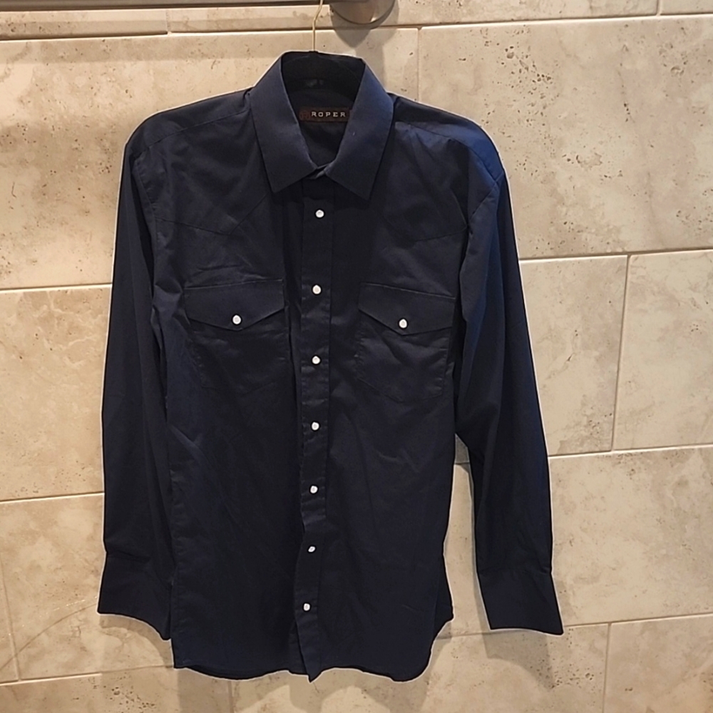 Roper Medium Tall Navy new no tag snap up